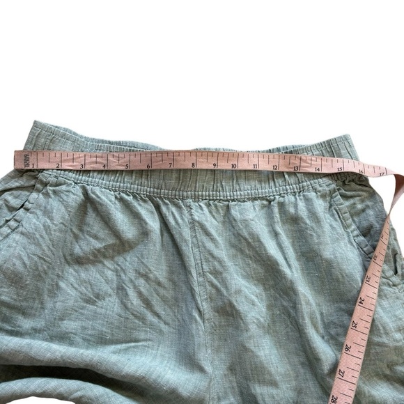Tahari 100% Linen Light Green Cropped Women’s Pants Size Large Lagenlook Prarie - Picture 6 of 10